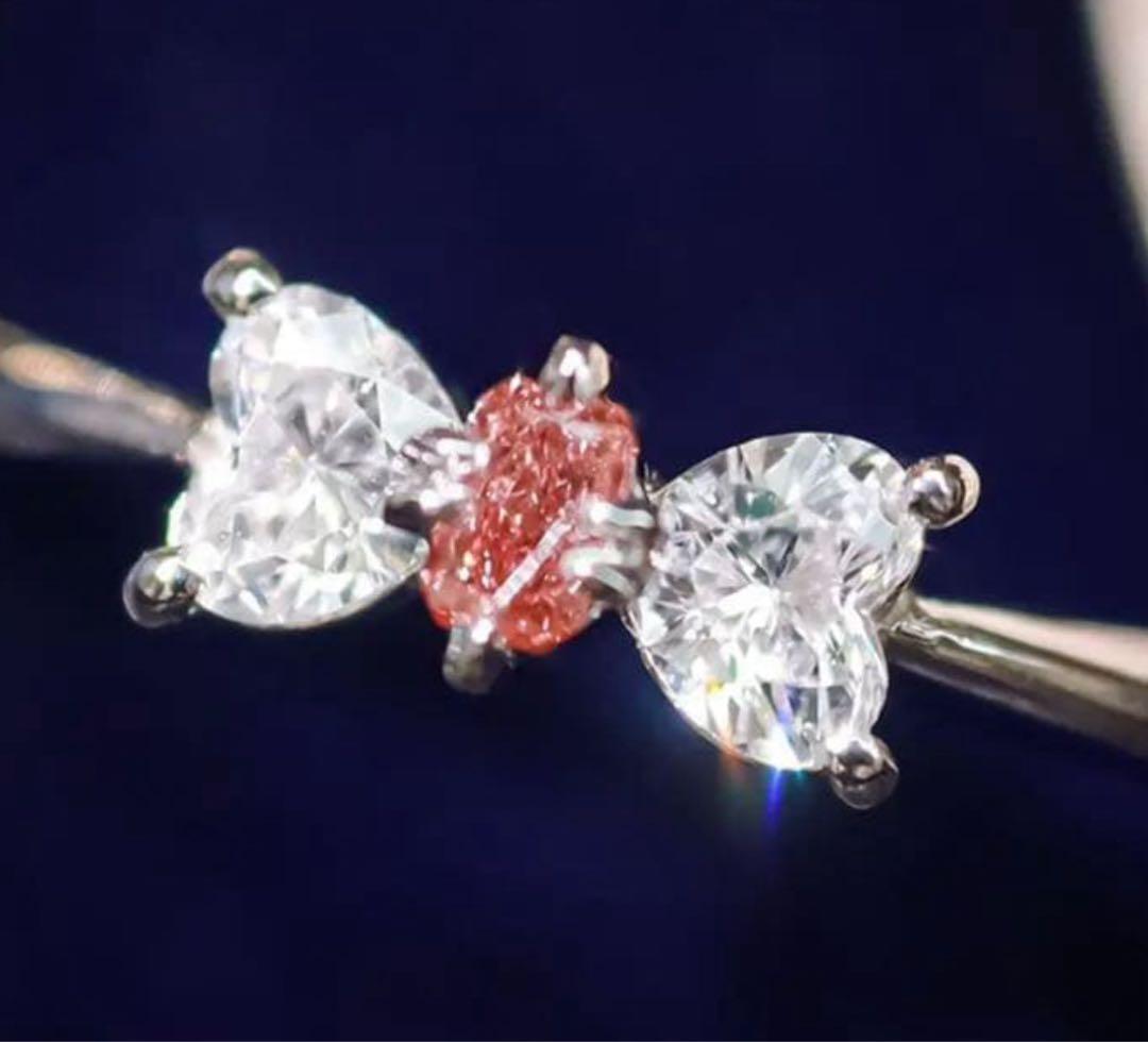 あきらジュエリー　明宝石　天然ピンクダイヤ　ハート　リング　ソーティング