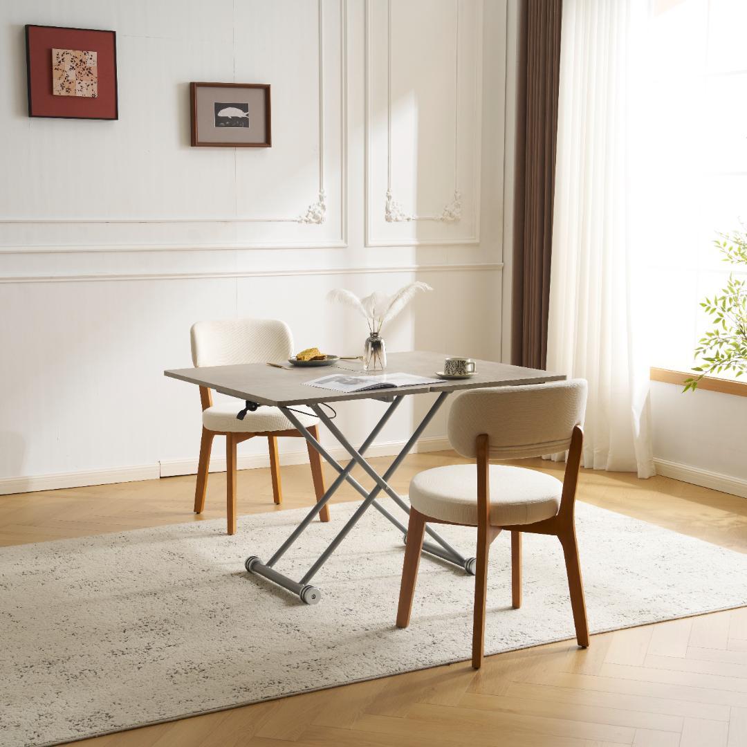 タイムセール！ダイニングテーブル【単品】　ガス圧昇降式テーブル　GREY