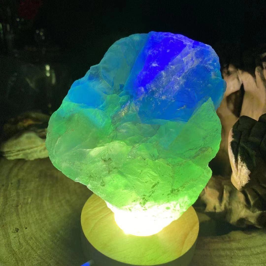 極希少 グリーン フローライト原石 超高波動蛍光透明感 虹入り