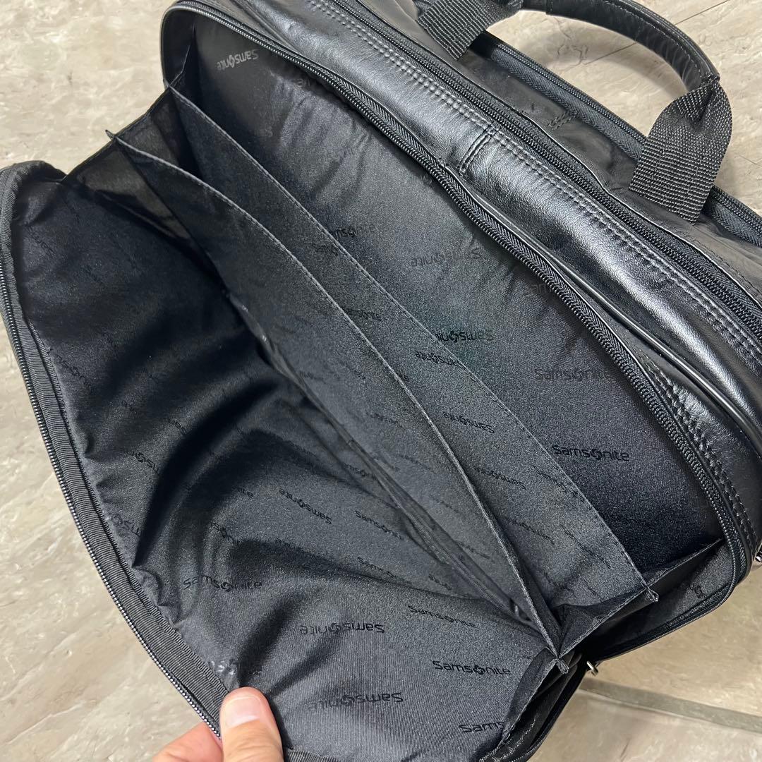 極美品 Samsonite 2ルーム ブリーフケース ビジネスバッグ 牛革