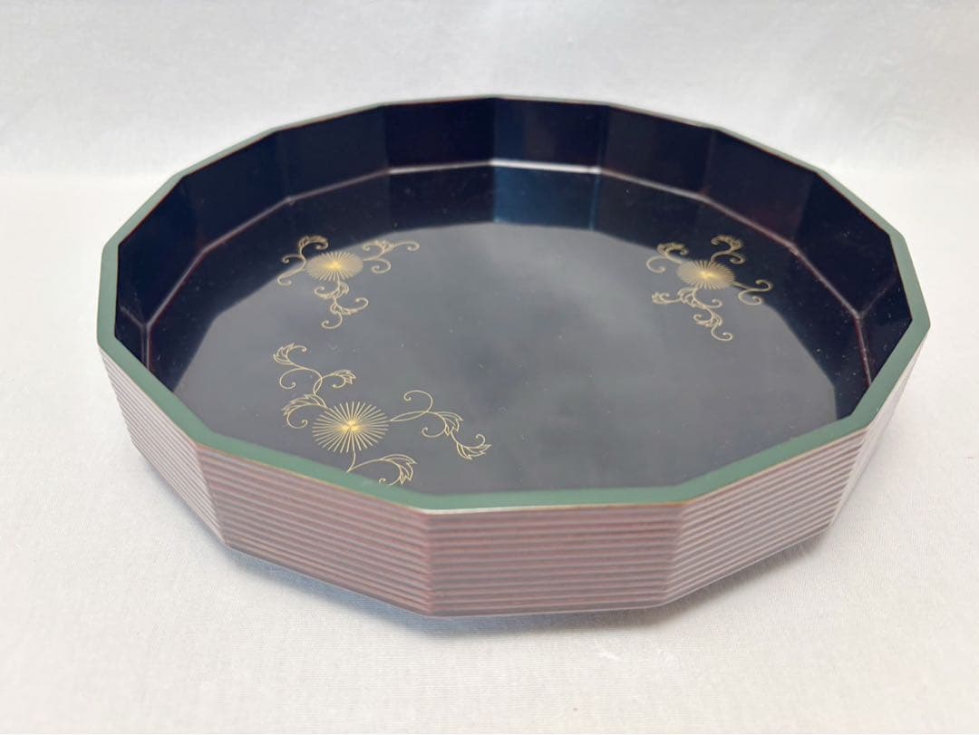 茶道具 表正作 鵬雲斎好 木製溜塗 蒔絵付 松聲盆 干菓子器