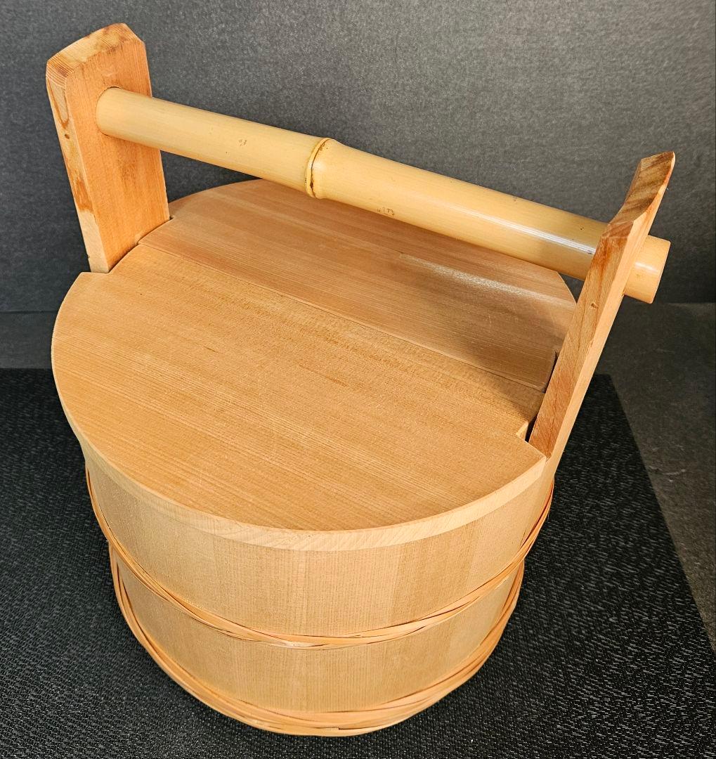 茶道具】水張桶 円二造 竹手付 通桶 水屋道具 露地道具 手桶 木製水指