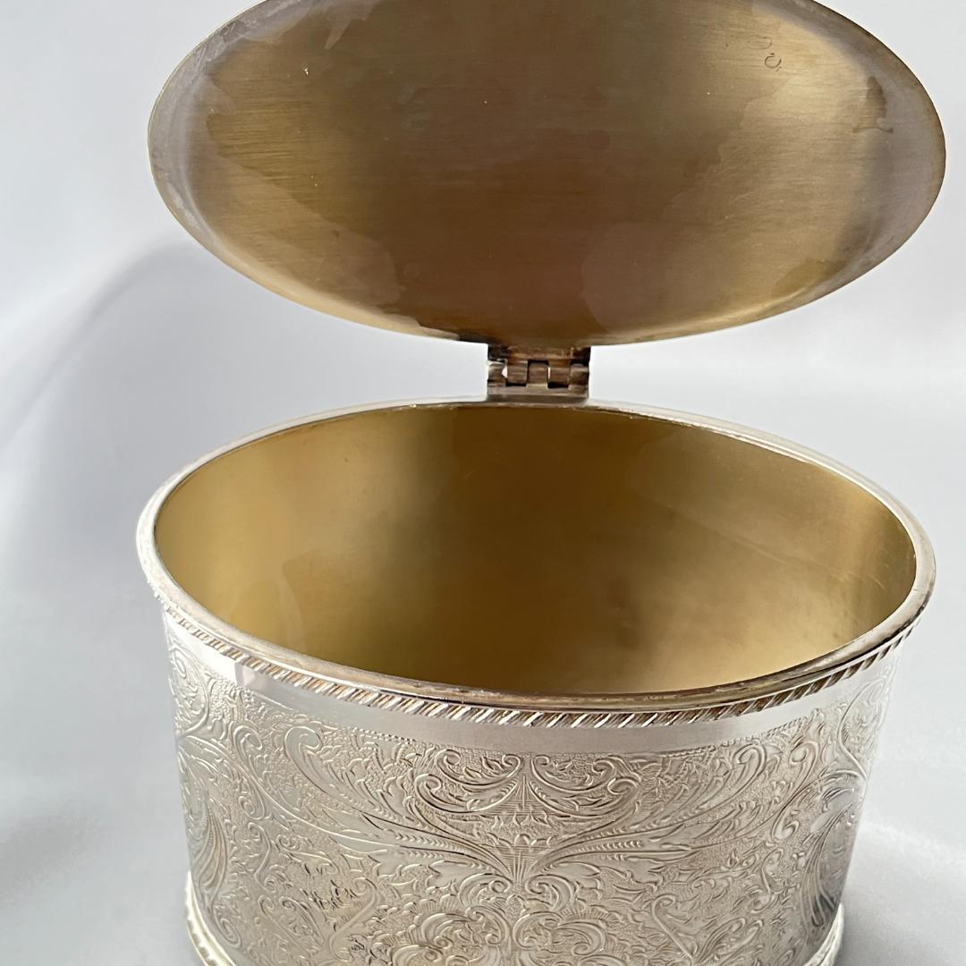 【英国】チェイシングの素晴らしいティーキャディー【シルバープレート】