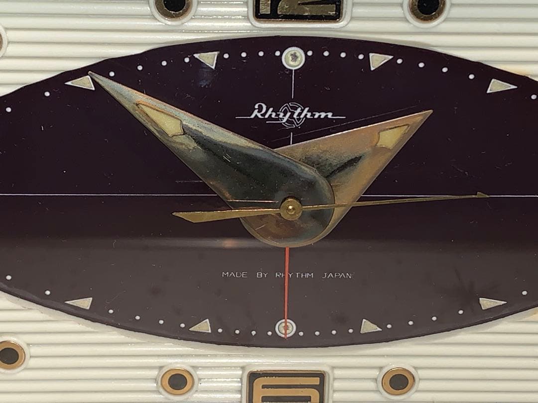 昭和レトロ 動作品 リズム時計 ゼンマイ式 ミッドセンチュリー ロカビリー