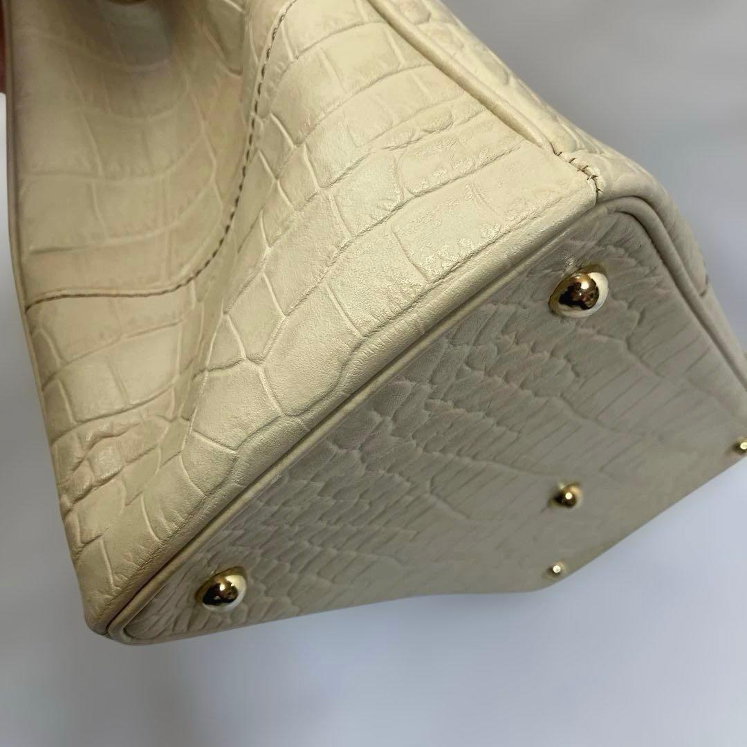 【美品】濱野HAMANO クロコクラッシーアーバントートミニ ハンドバッグ