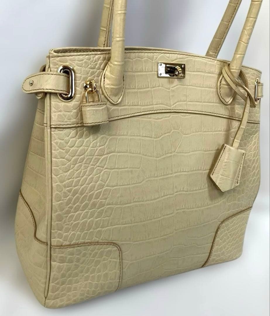 【美品】濱野HAMANO クロコクラッシーアーバントートミニ ハンドバッグ