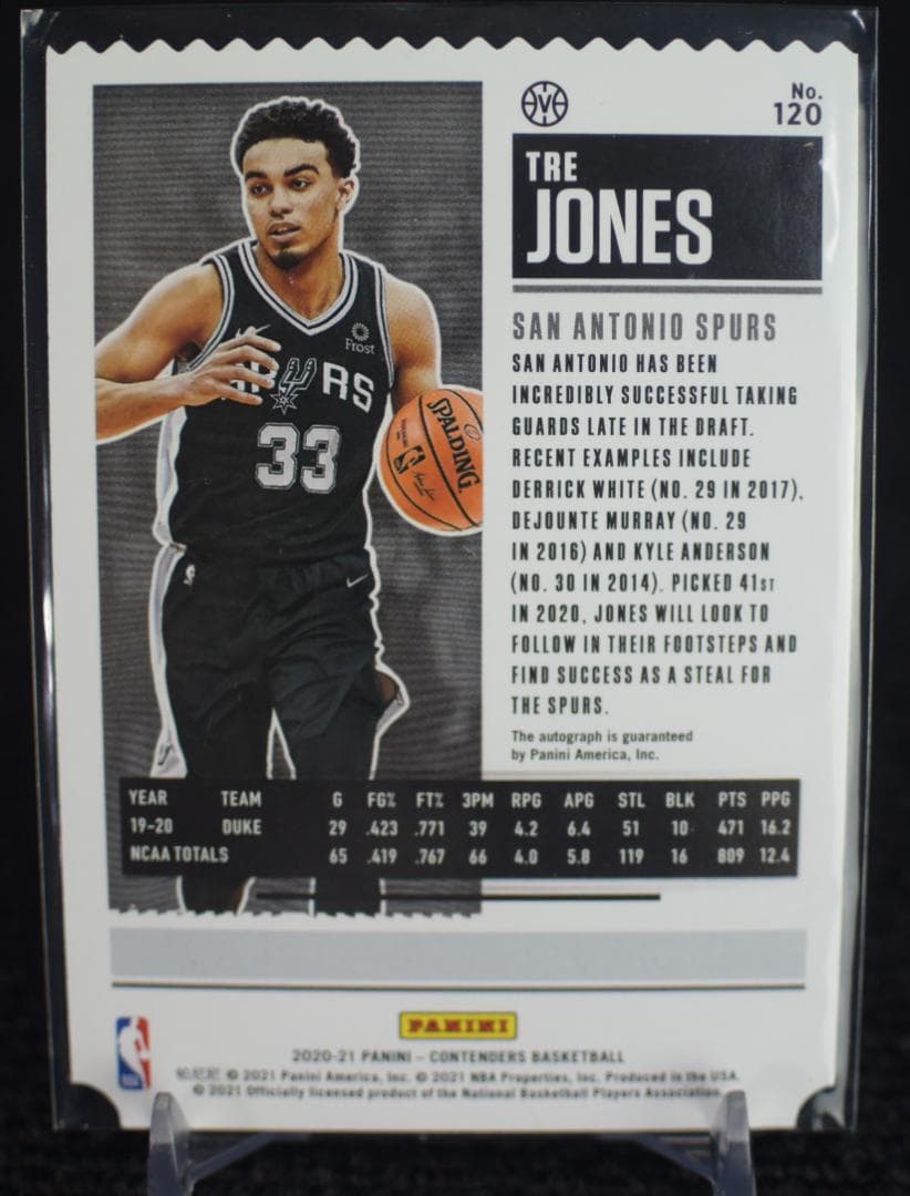 その他 2020 Tre Jones Contenders Auto RC Spurs