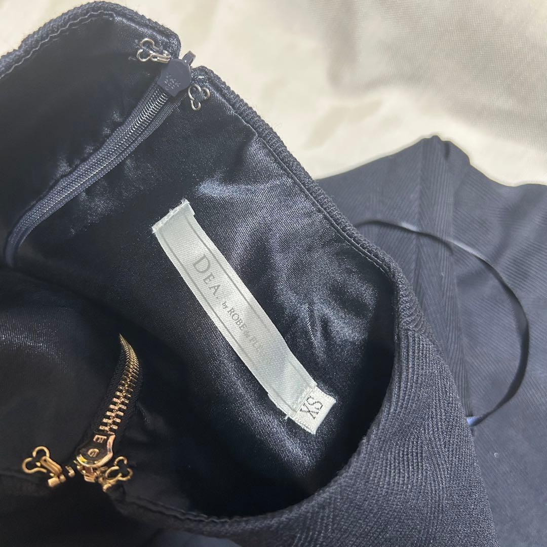 DEA robe de fleurs ネイビーフリルミニドレス