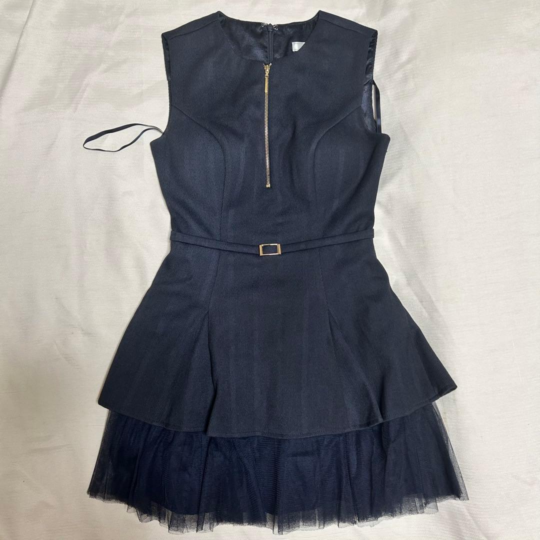 DEA robe de fleurs ネイビーフリルミニドレス