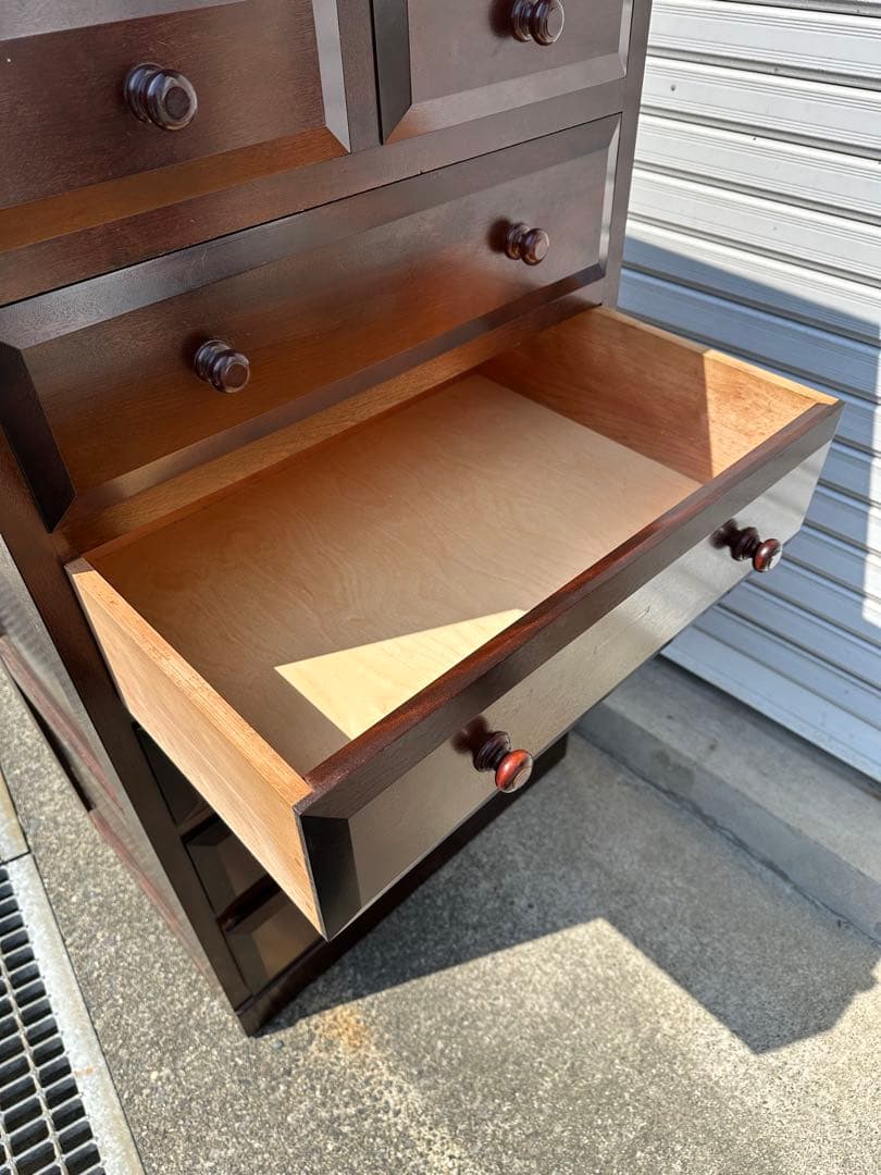 松本民芸家具 チェスト 特注サイズ 細身 D型整理タンス 箪笥 小引出