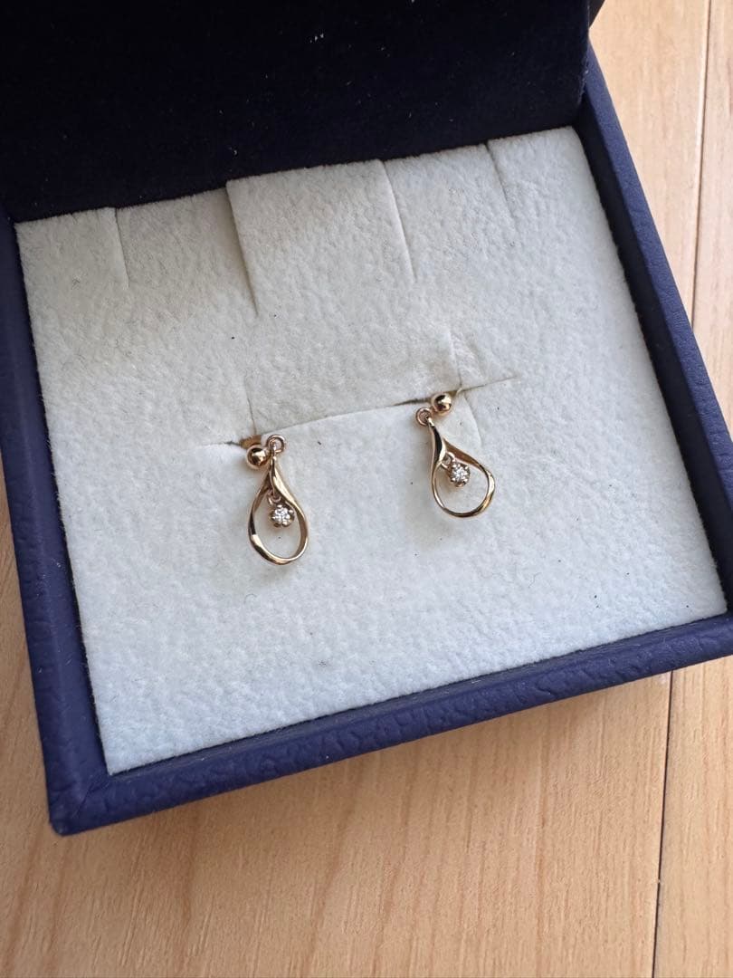 ヴァンドーム青山 K10 ダイヤモンド ドロップ ピアス 極美品 K10YG