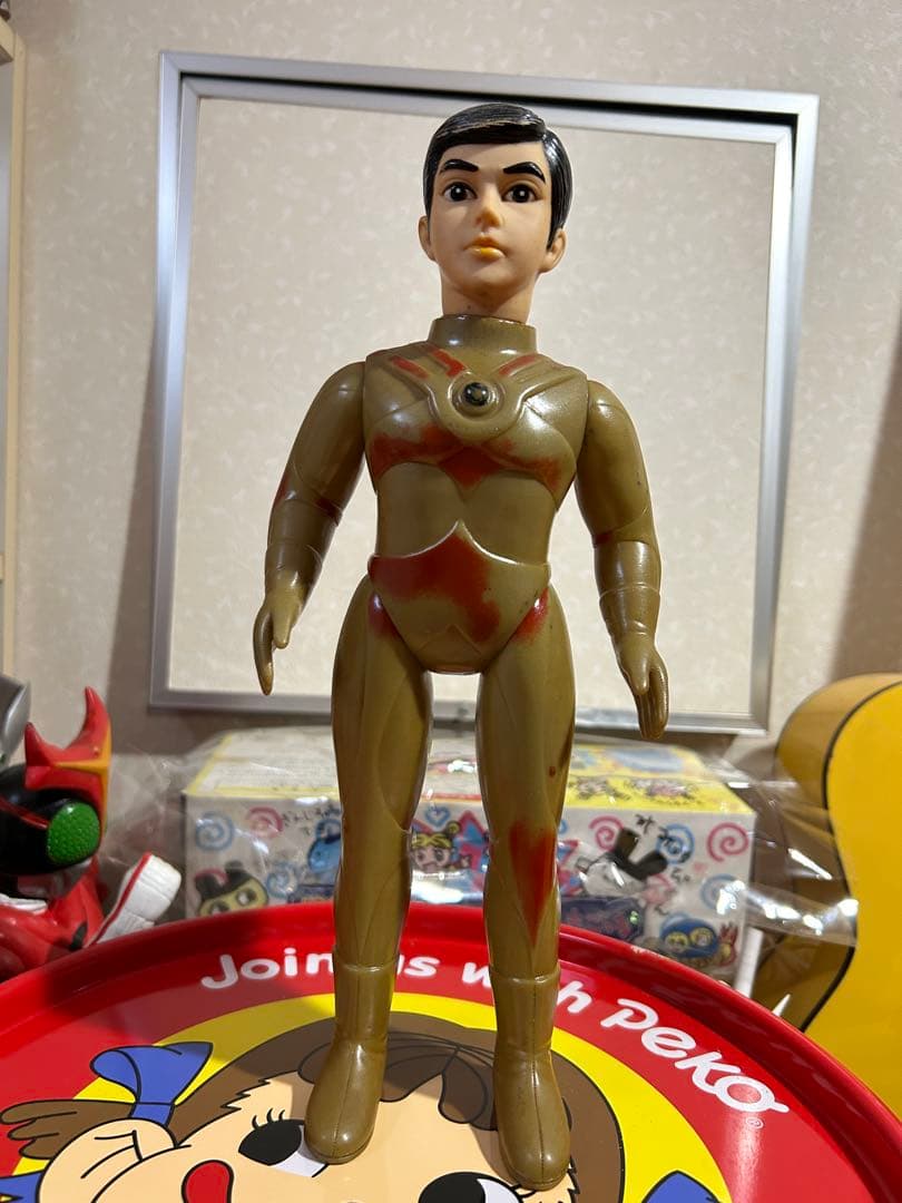 当時物 30センチ！ ウルトラマンエース ブルマァク ソフビ 面取れ 面