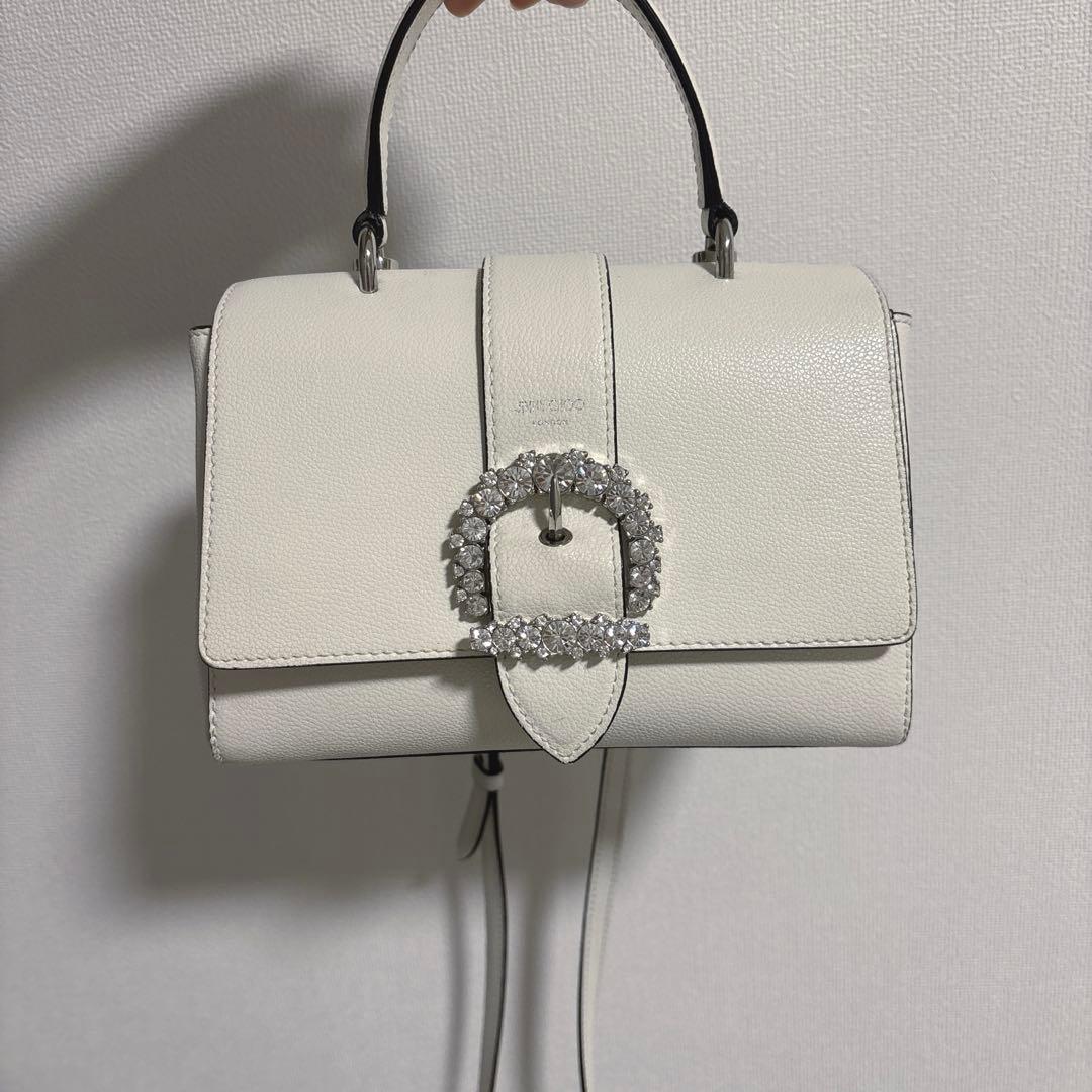 ジミーチュウ　ビジュー　マデリン　バッグ　ホワイト　白