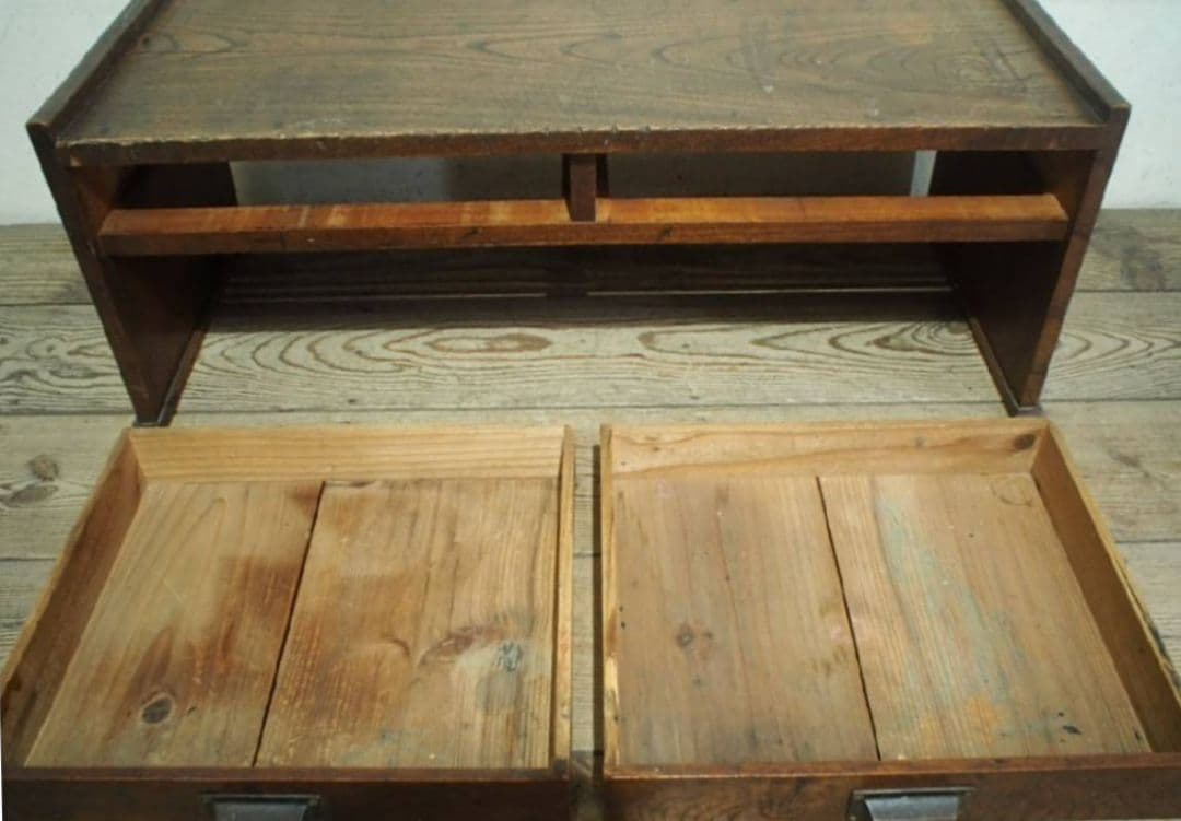 1053 アンティーク 欅の文机 ローテーブル 展示台 引き出し 古家具 レトロ