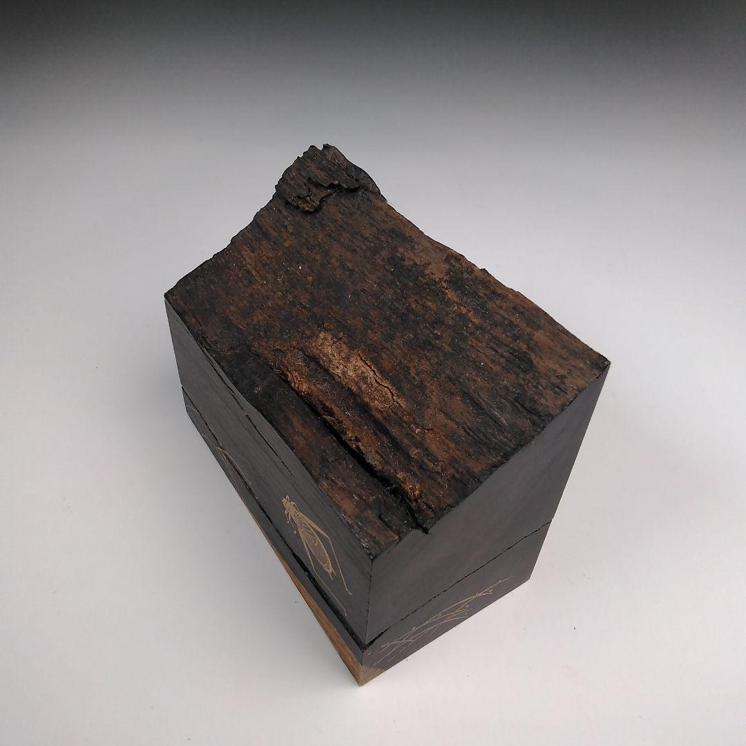 ア107 『蒔絵師　牧田芳祥　作』『黒檀　鈴虫蒔絵　香合　共箱』茶道具