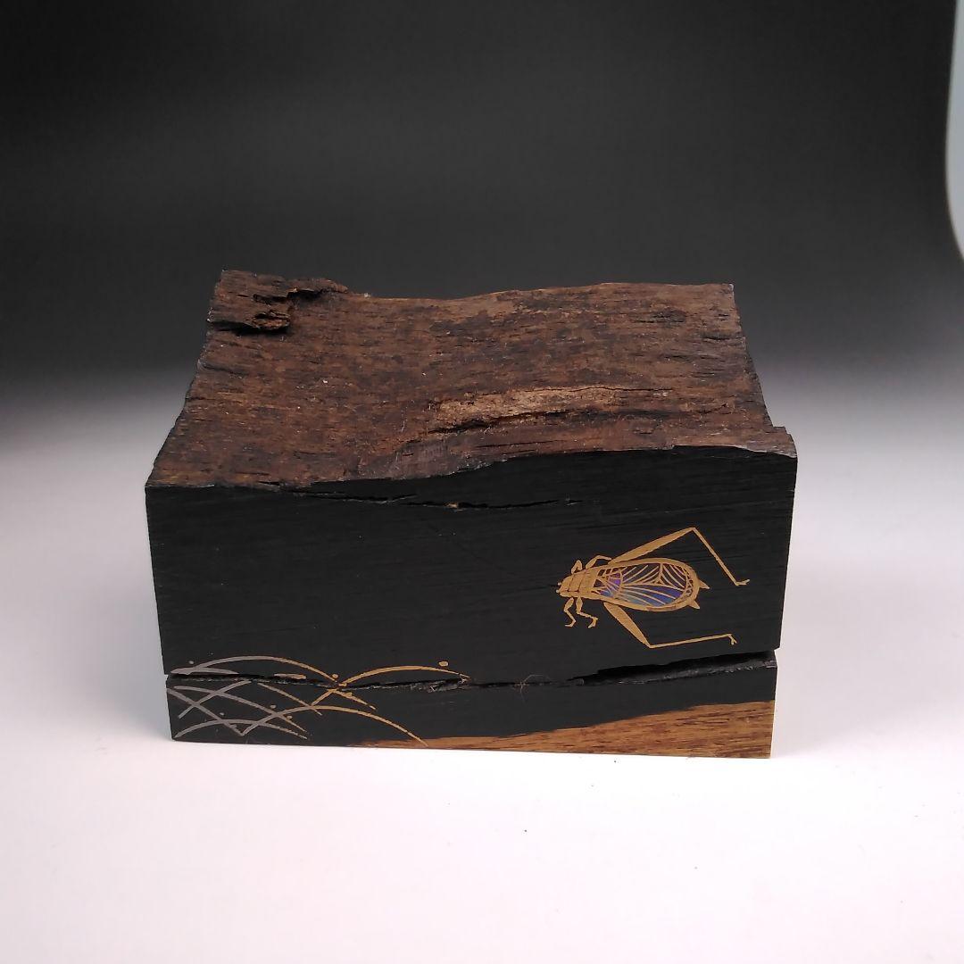 ア107 『蒔絵師　牧田芳祥　作』『黒檀　鈴虫蒔絵　香合　共箱』茶道具