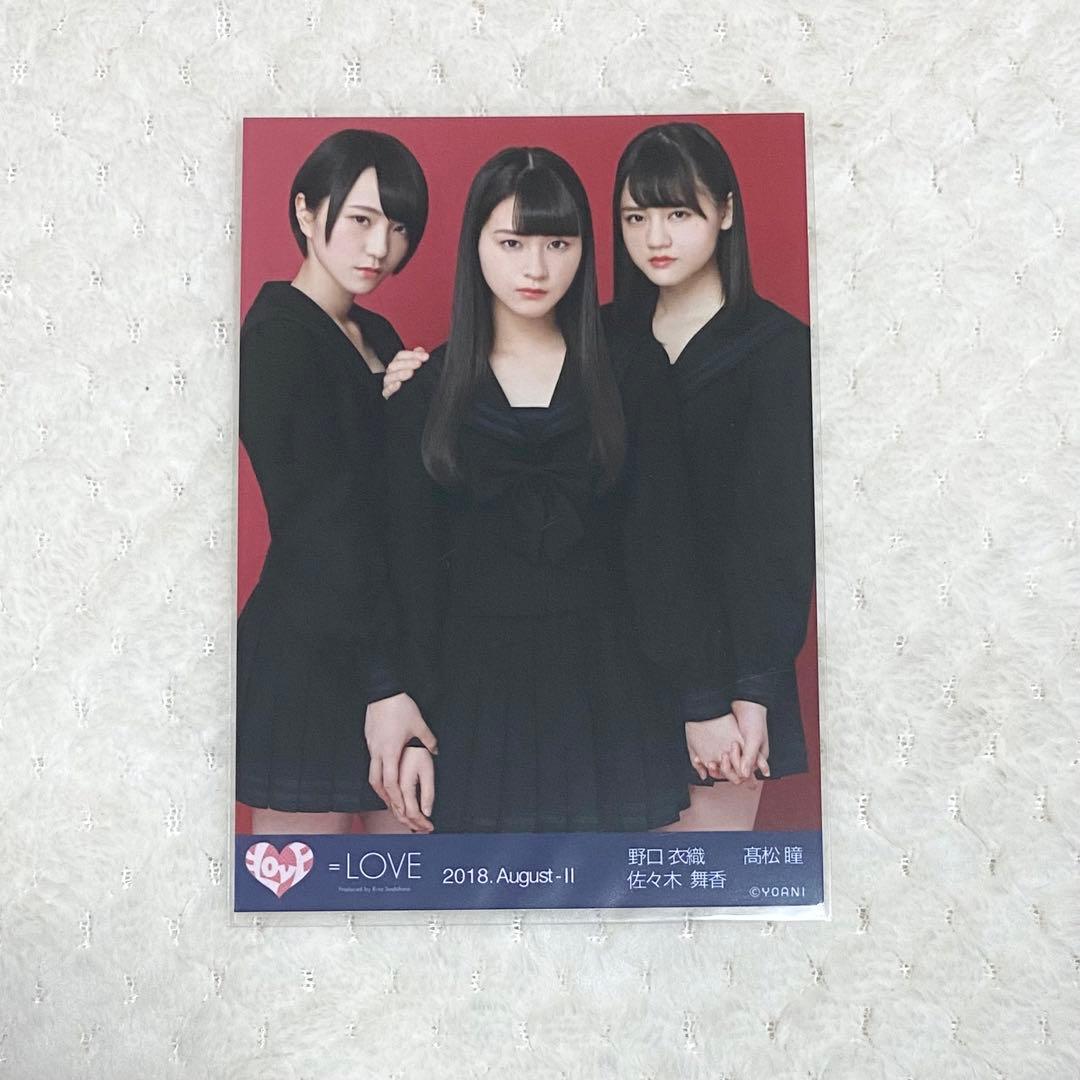 LOVE イコラブ生写真赤背景2 直筆サイン佐々木舞香髙松瞳野口衣織