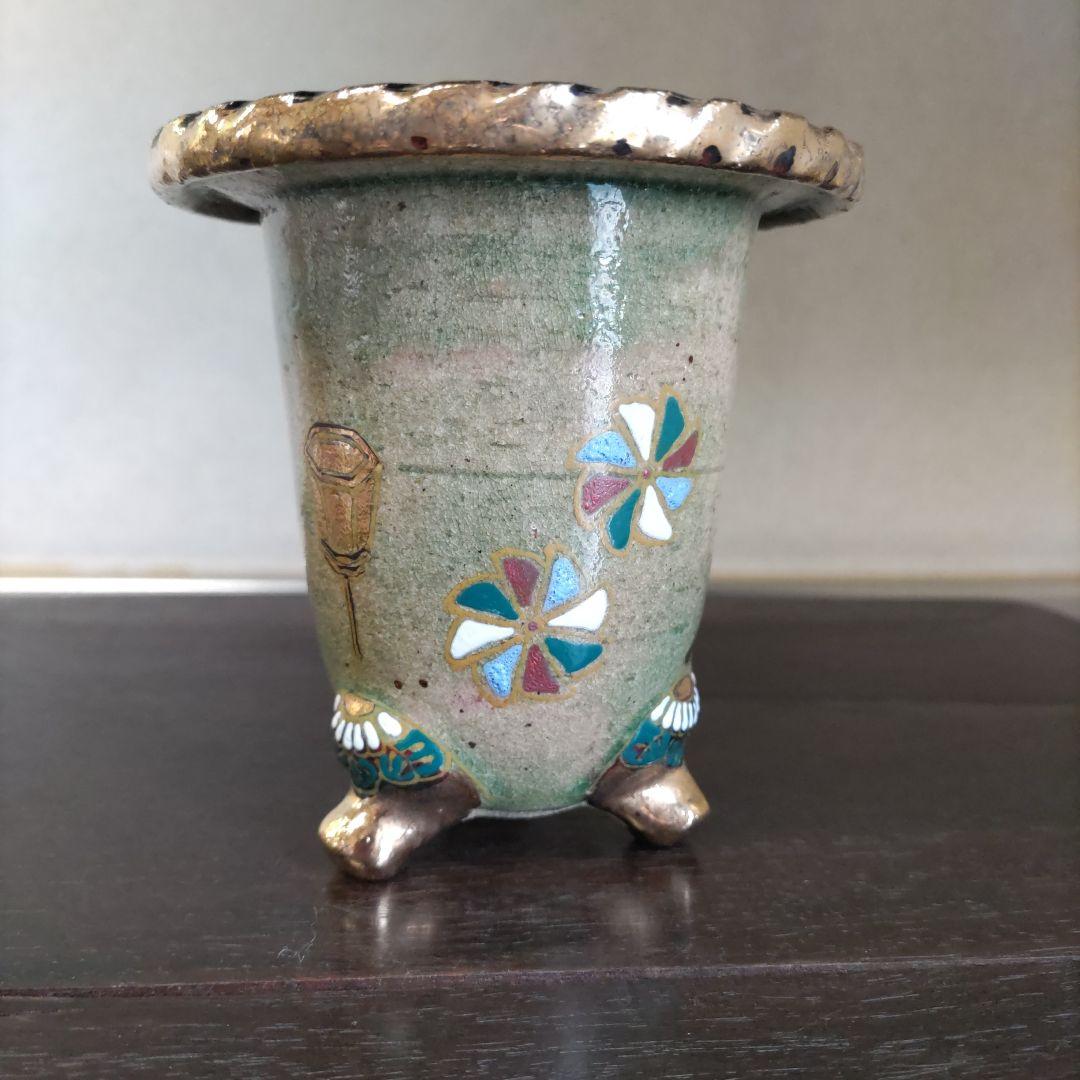 盆栽鉢、植木鉢、蘭鉢、錦鉢 お雛様柄、 京楽鉢、年代鉢、金縁蘭鉢