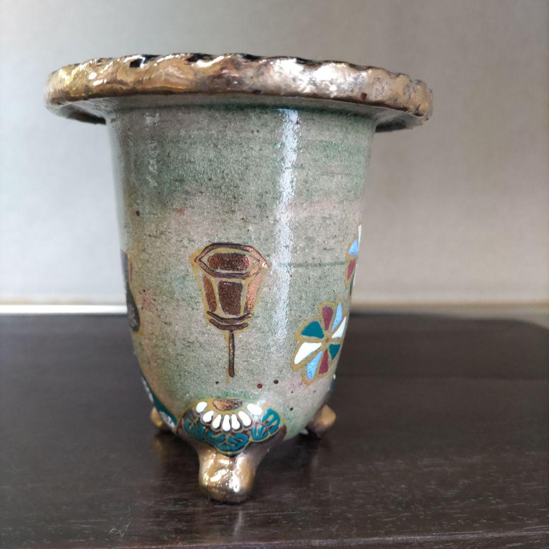 盆栽鉢、植木鉢、蘭鉢、錦鉢 お雛様柄、 京楽鉢、年代鉢、金縁蘭鉢