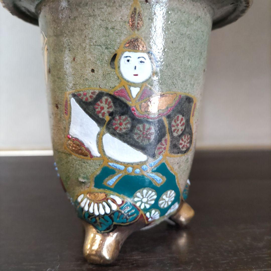 盆栽鉢、植木鉢、蘭鉢、錦鉢 お雛様柄、 京楽鉢、年代鉢、金縁蘭鉢