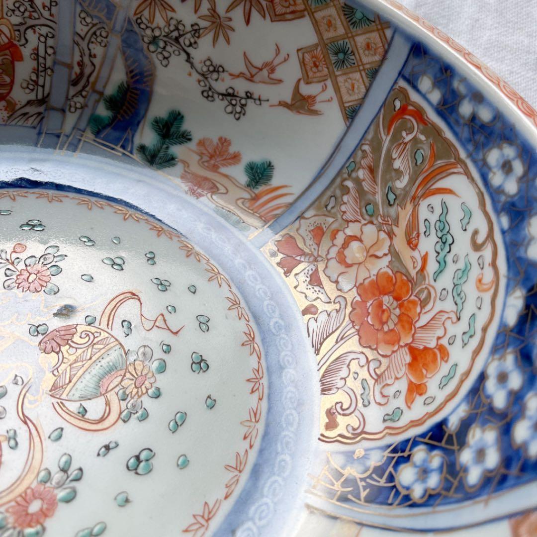 伊万里古伊万里大鉢花鳥の図染付金彩