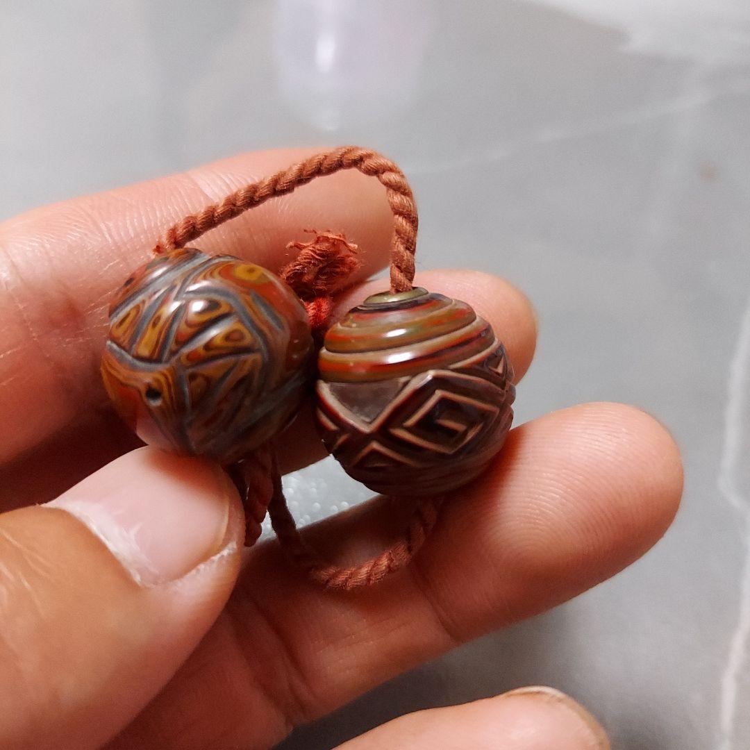 緒締め玉堆朱古銭文様骨董胴乱印籠R1439