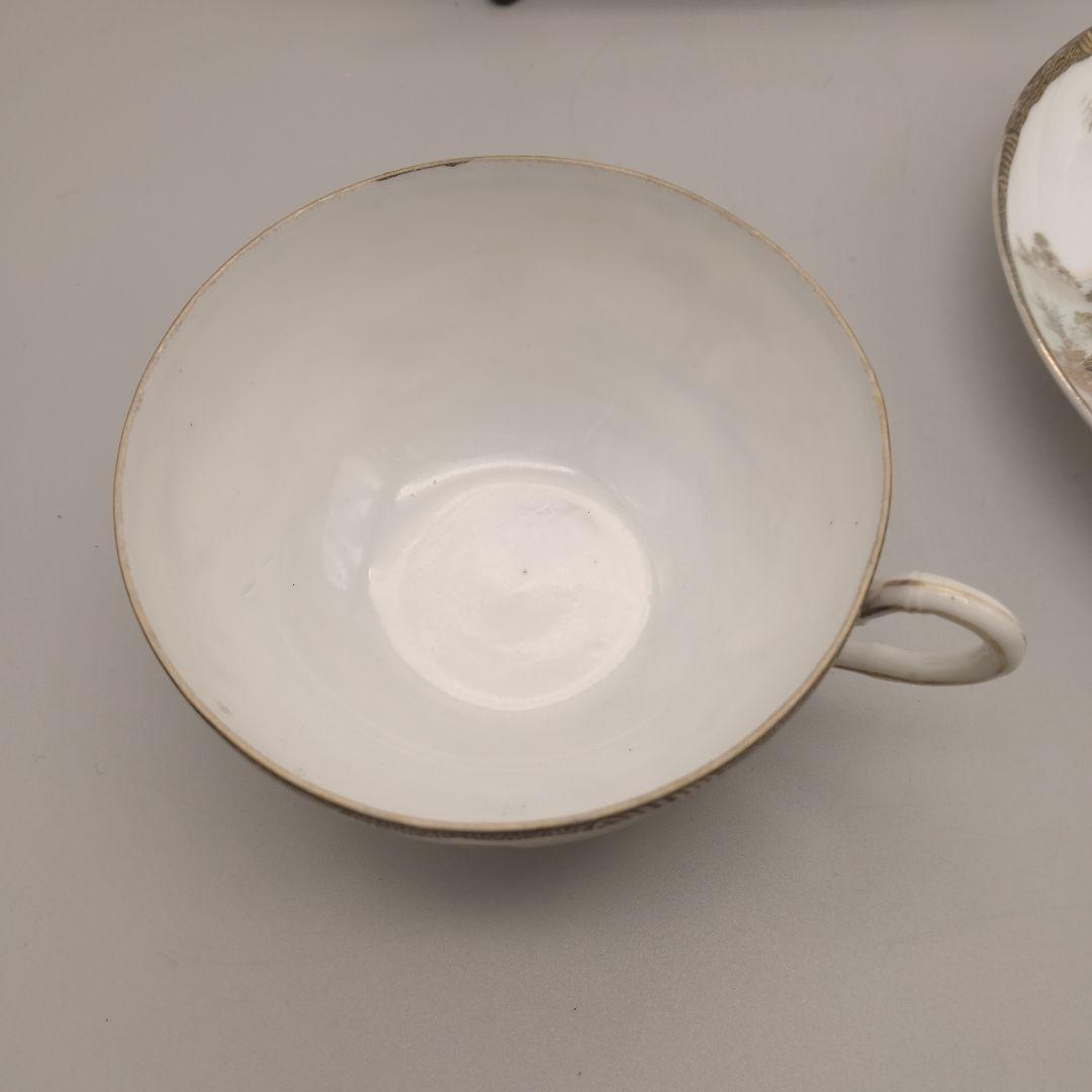 明治時代　大日本　高坂造　横浜焼　 エッグシェル　トリオ　里帰り　花鳥図