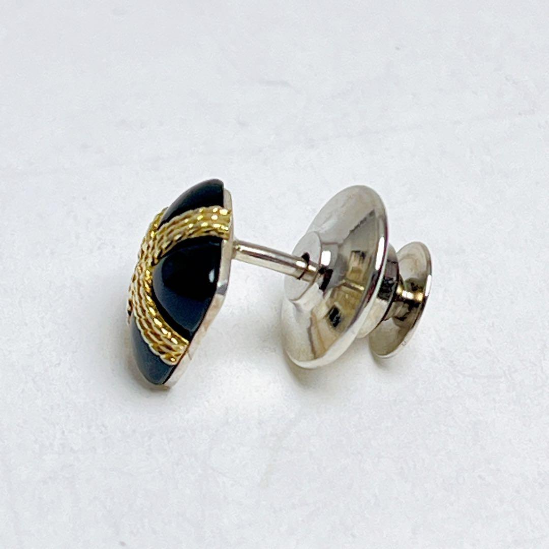 ティファニー スクエア オニキス コンビ ピンブローチ ピンズ 925 750