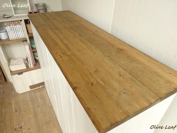 サイズ、デザインオーダー可●超ワイドカウンターテーブル●シャビーホワイト受注製作