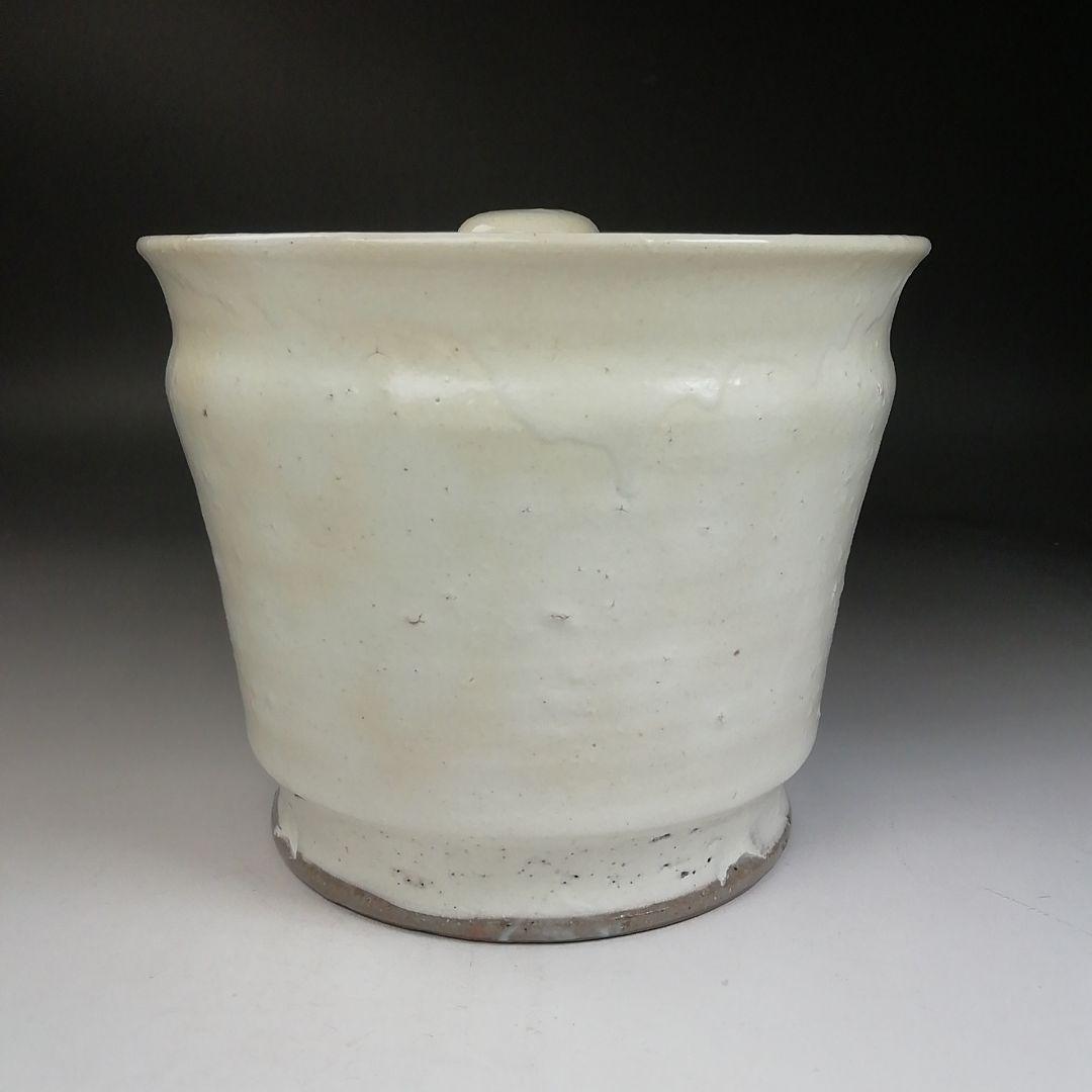 T995 水指 『粉引 水指』『塗替蓋付』『宇田佐平 造』 共箱 茶道具