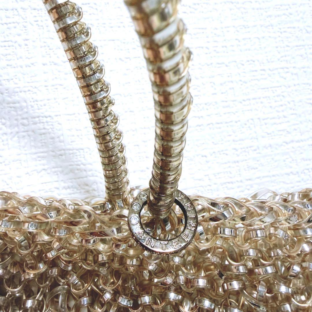 美品✨アンテプリマ　スタンダード　スクエア ミディアム　シルバーゴールド　肩掛け