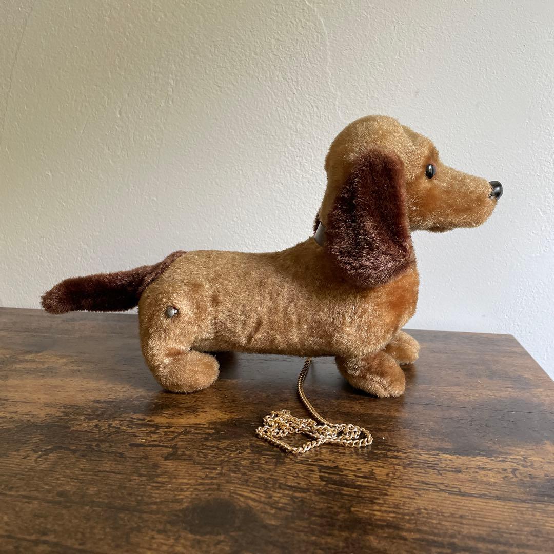 犬 ぬいぐるみ お散歩犬 昭和レトロ ダックスフント 人形 アンティーク