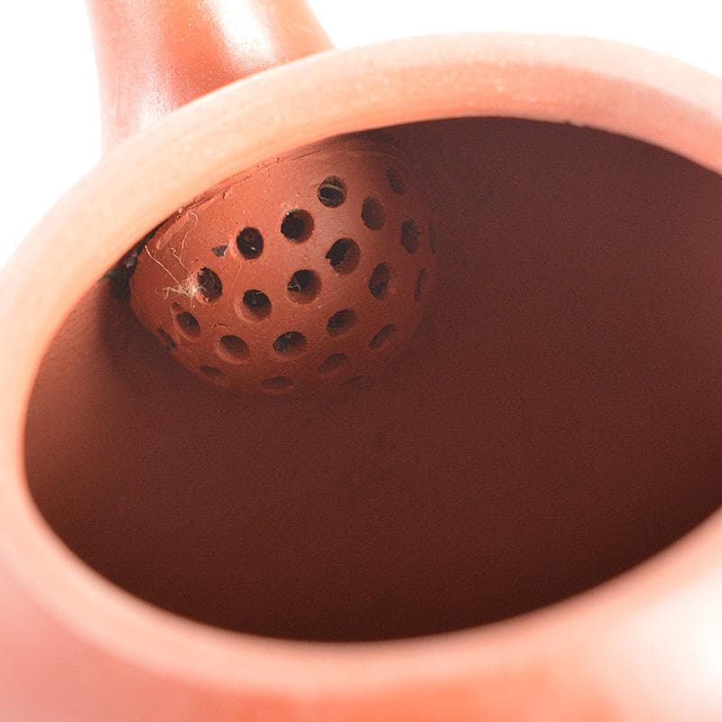 中国　洪星紫砂　朱泥　金彩山水人物文　急須　茶壷　箱付　C　6008