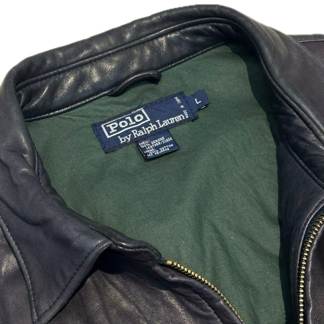 希少 90s ラルフローレン ポニーマークなし レザー スイングトップ 革