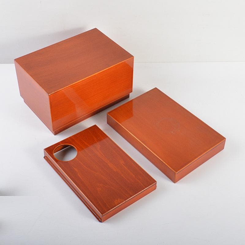 茶道具　漆塗　春慶塗茶箱　洞華作　茶碗　香合など　七点　一式　仕覆付　C6457