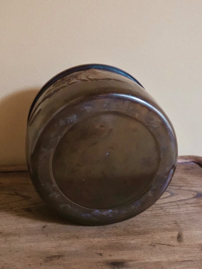 楼閣山水紋　霊芝摘蓋　建水　銅製　茶道具　佐渡銅器　重さ1900g　Q2331