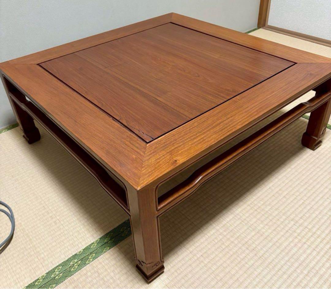 昭和 レトロ アンティーク 古家具 無垢材 欅 材 大型 座卓 センター