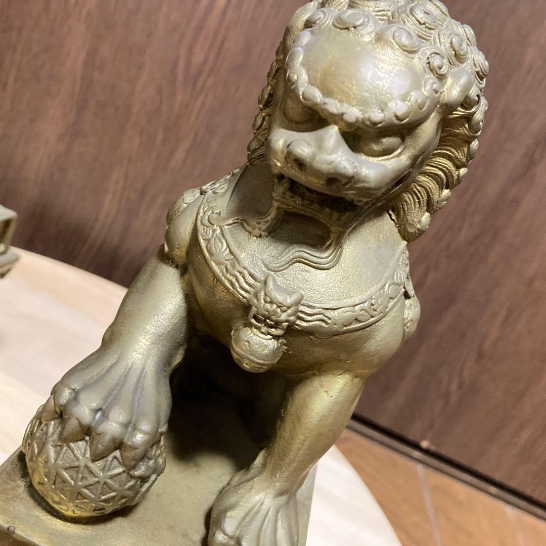 最強の守護者 真鍮製 シーサー 獅子 狛犬像2体セット - 工芸品高 品質