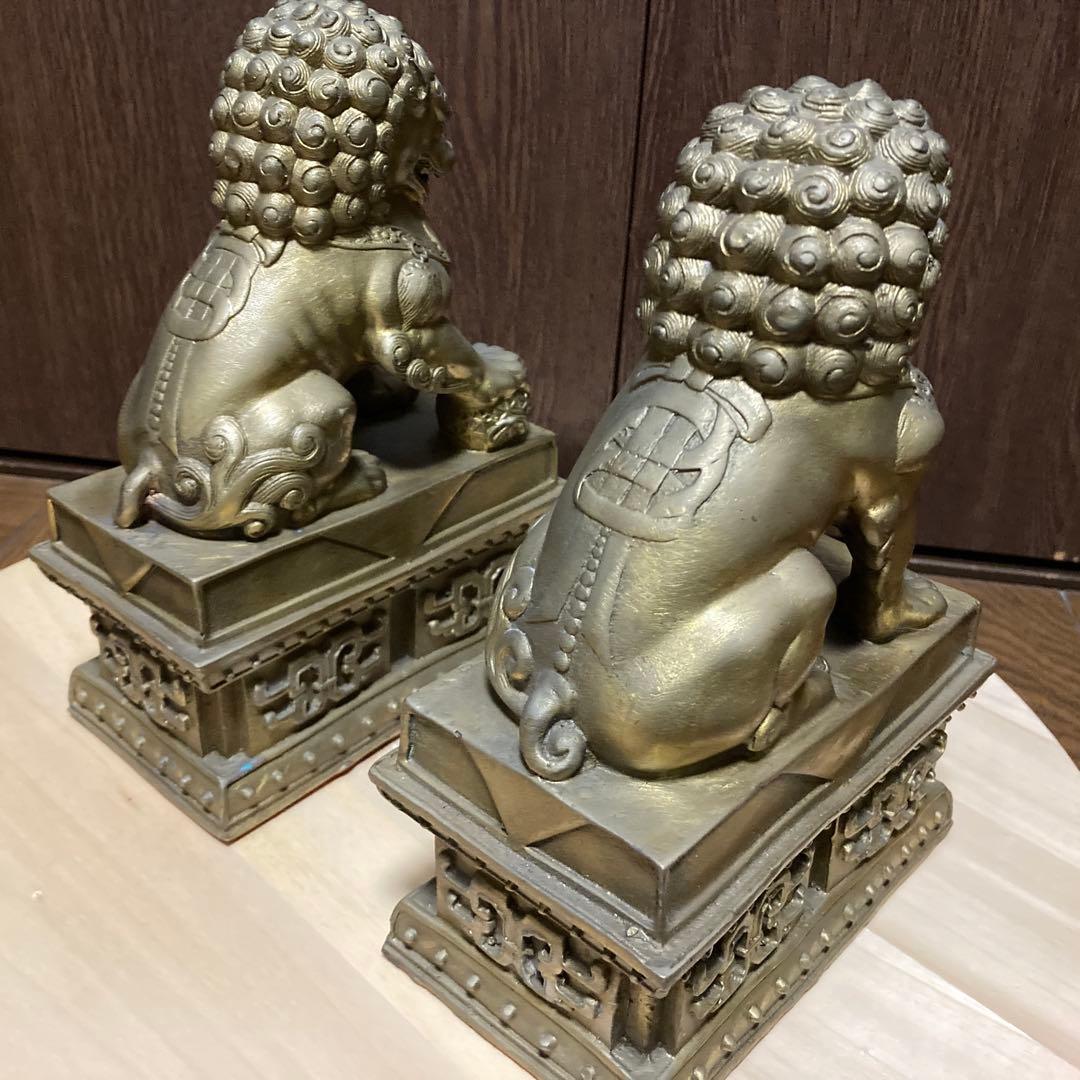 最強の守護者 真鍮製 シーサー 獅子 狛犬像2体セット - 工芸品高 品質