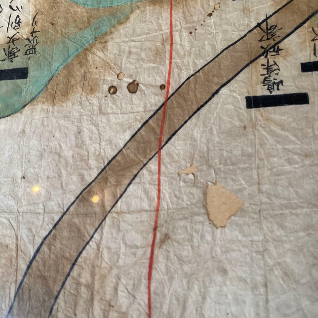 【珍品】関ヶ原の戦い 陣立図 古地図 手書き 和紙 現状品　額入り