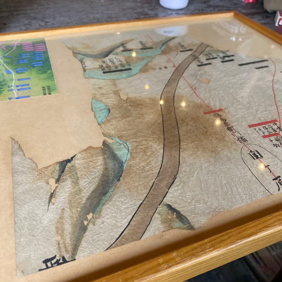 【珍品】関ヶ原の戦い 陣立図 古地図 手書き 和紙 現状品　額入り