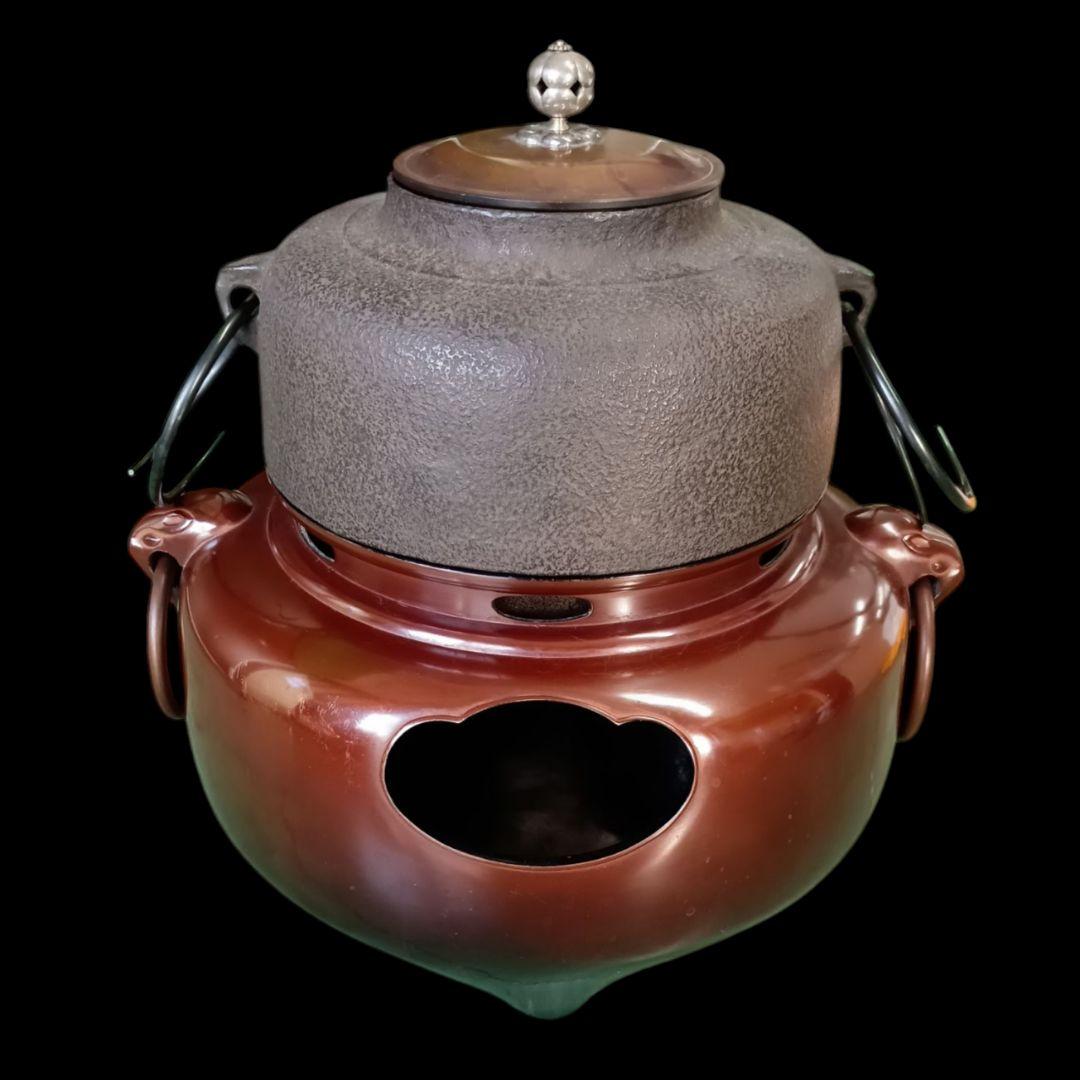 釜師 般若勘渓 肩衝釜添 唐銅鬼面風炉 朝鮮切合環 銀