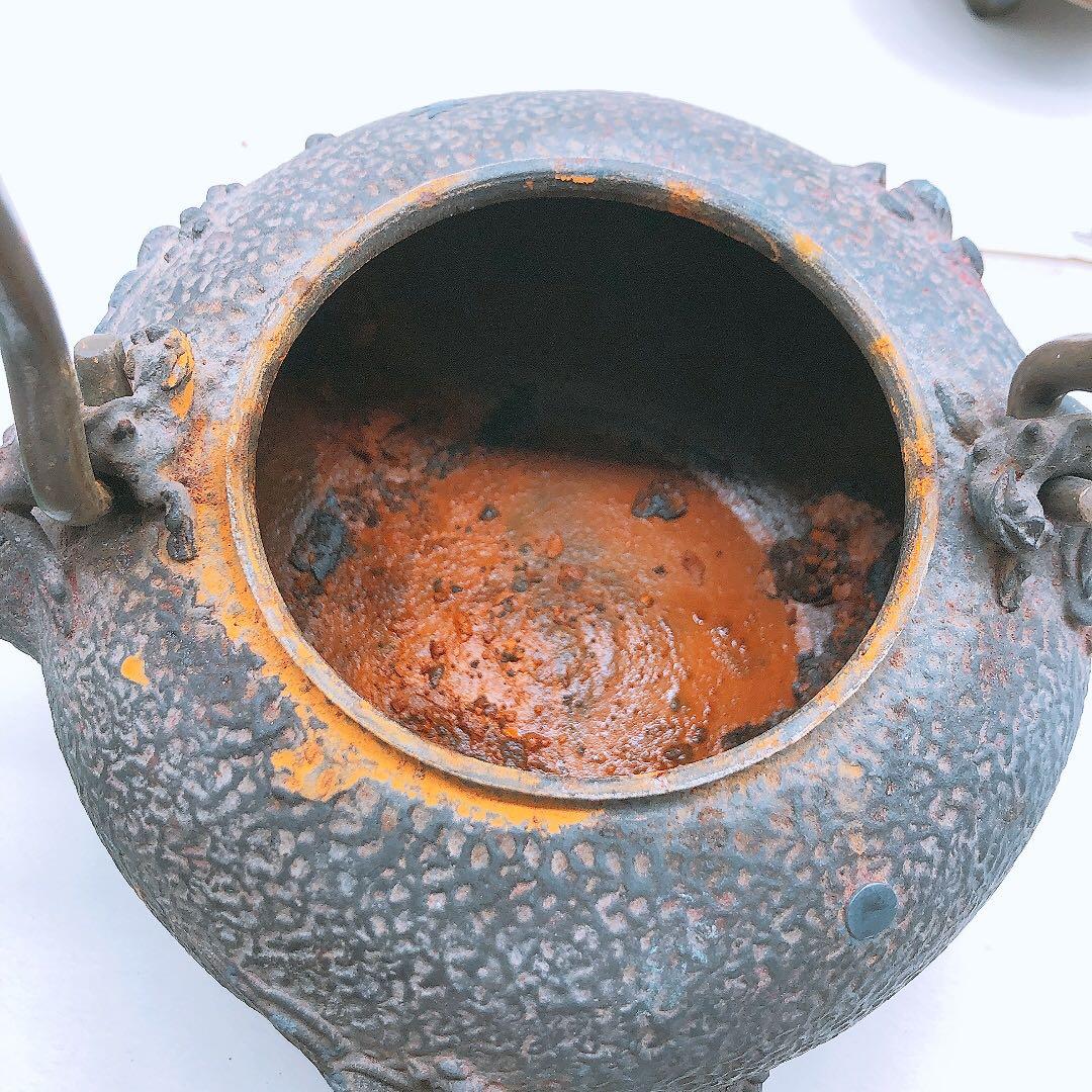 要確認】日本亀文 鉄瓶 銅蓋 動物モチーフ 重さ約2.5kg アンティーク