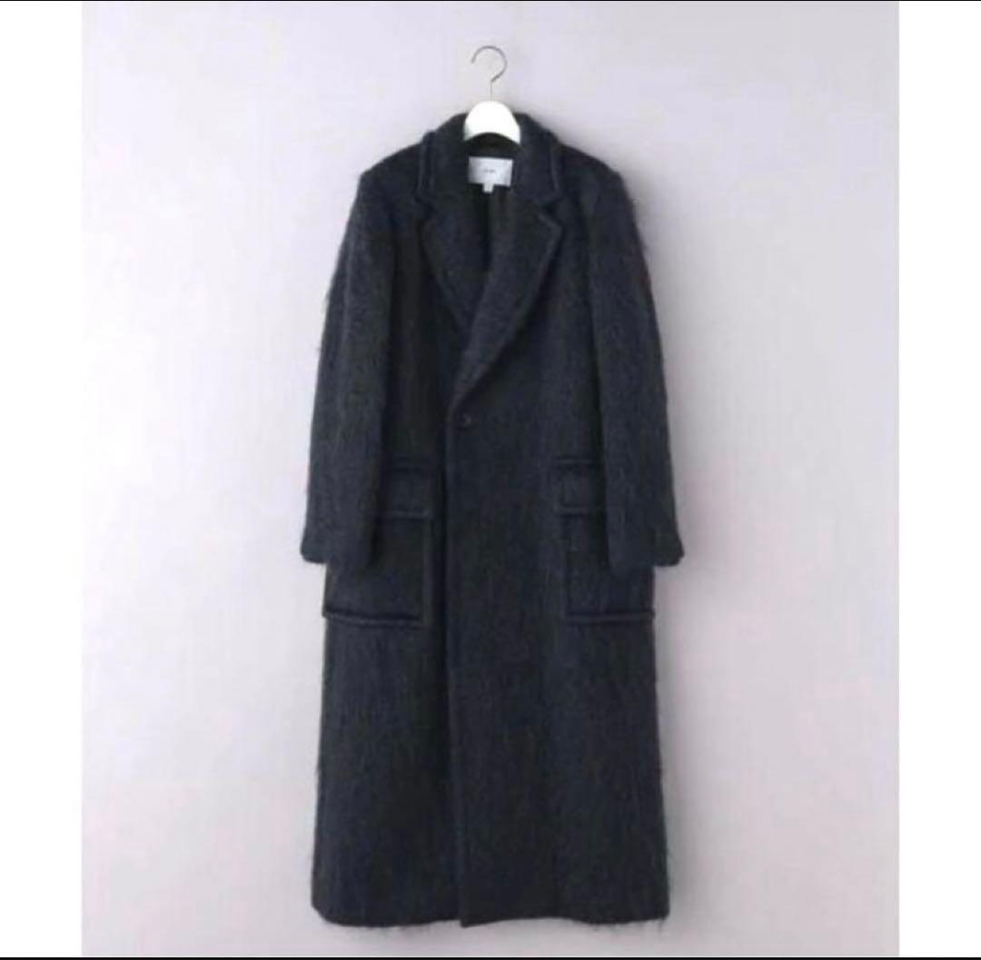 HYKE モヘアダブルコート ハイク、モヘアのダブルブレストコートがショート丈に - スーパー エー