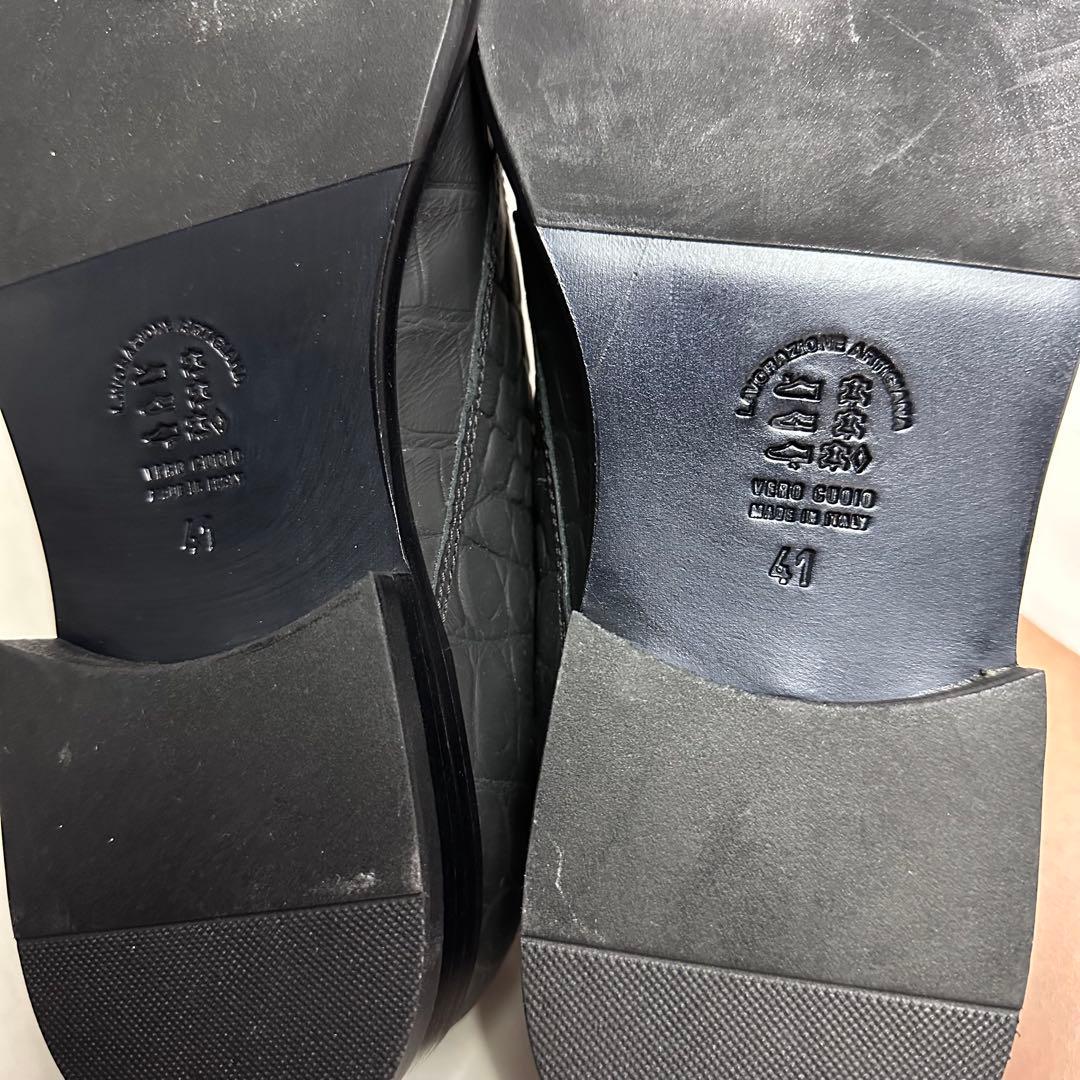 新品未使用☆giovanni conti☆革靴☆クロコ型押し☆ブラック☆41