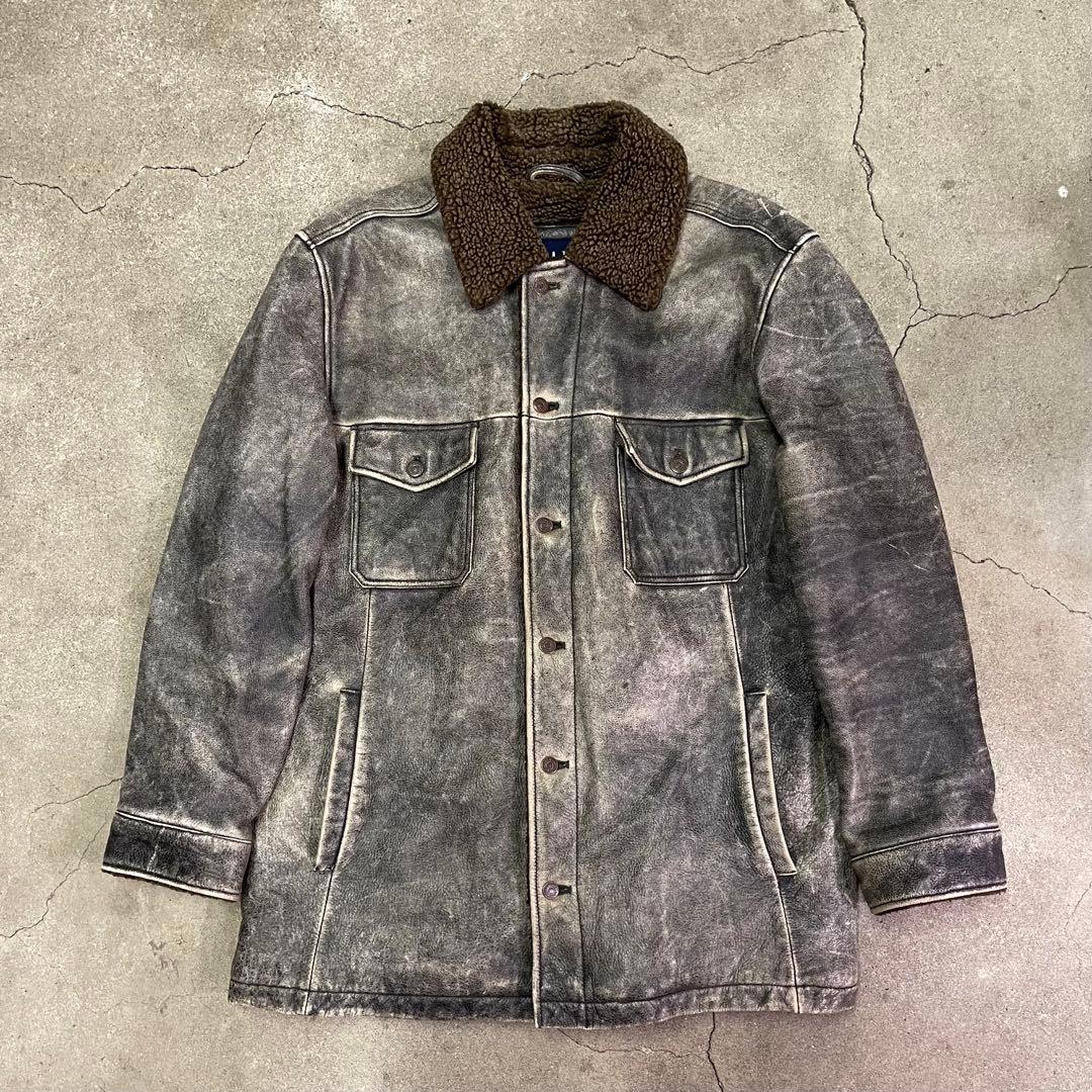 OLD GAP オールド ギャップ 襟ボア レザージャケット ブラック XL