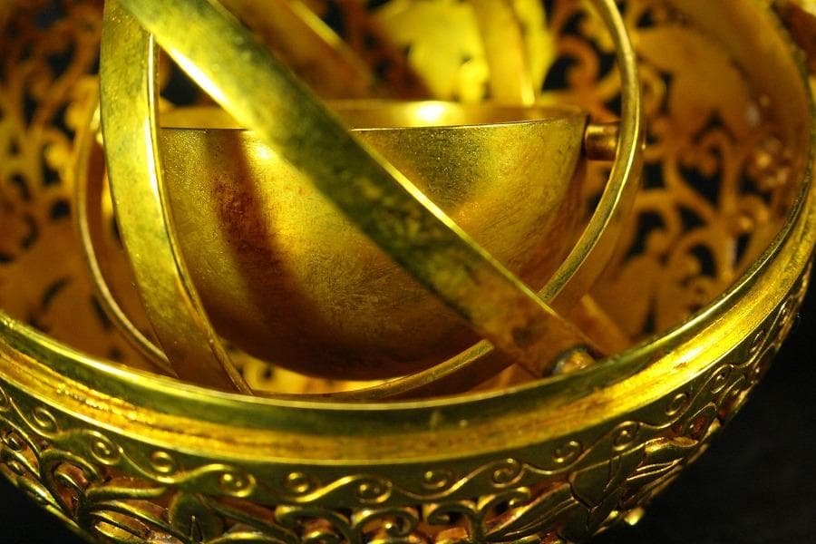 香道具 鍍金 纏枝蓮花 鳳紋透かし 吊り香炉 球香炉 唐物(K-