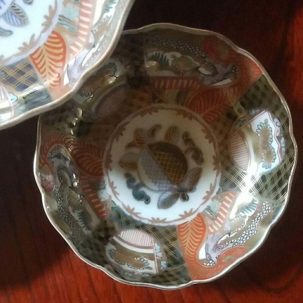 149 明治時代 伊万里焼 色絵金採 膾皿5客