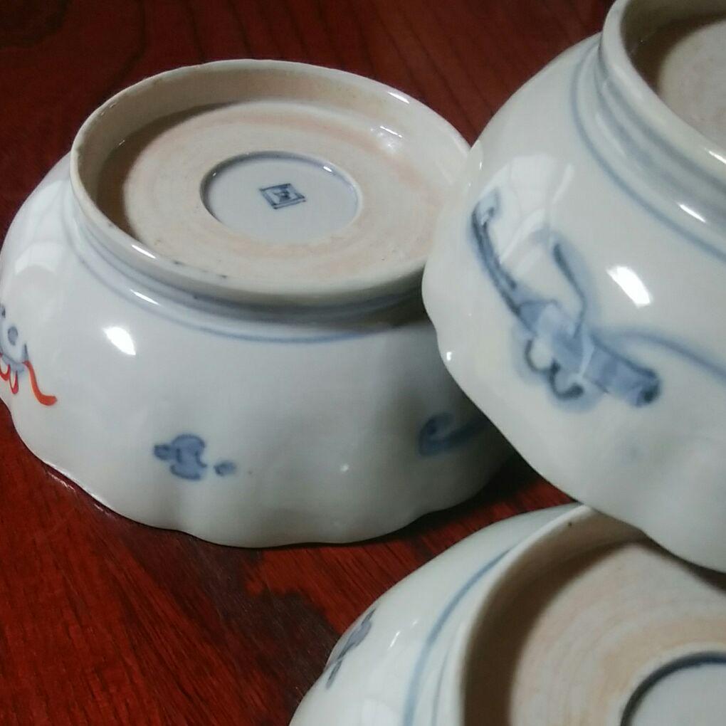 149 明治時代 伊万里焼 色絵金採 膾皿5客