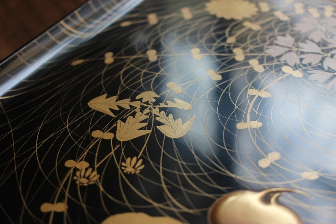 時代逸品！極上春の七草蒔絵の四方脚付膳（検輪島塗蒔絵お膳